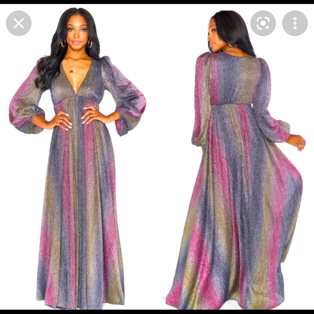 Show me your mumu Rosaline Rainbow sparkle Rosaline dress